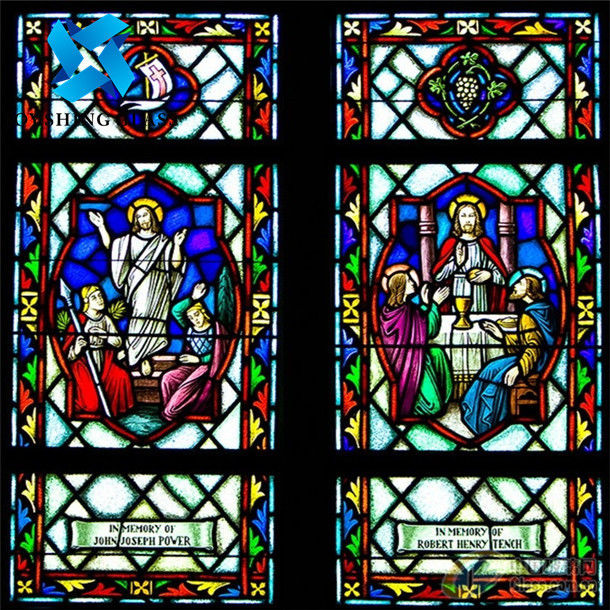 Solid Tiffany Art Church Stained Glass 3mm-22mm Double Glazed Window Glass For Wall