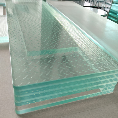 12 มิลลิเมตร 16 มิลลิเมตร Frosted Anti slip Tempered Laminated Glass สําหรับบันได